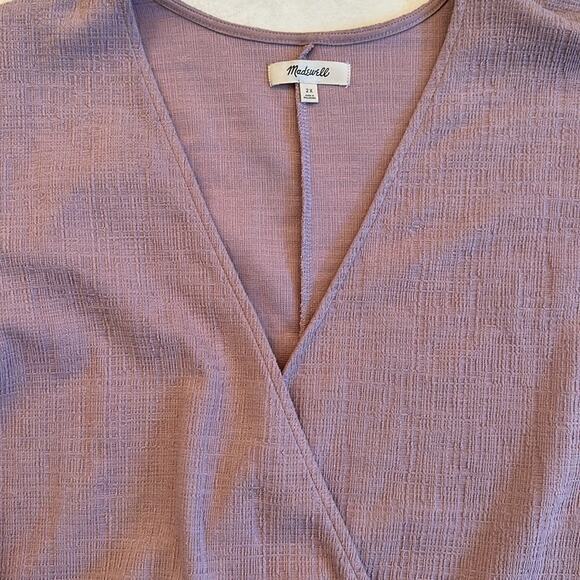 Madewell Texture Thread Wrap Dress Faded Mauve Stretch Sz 2X Casual Office M9235 - Picture 8 of 12
